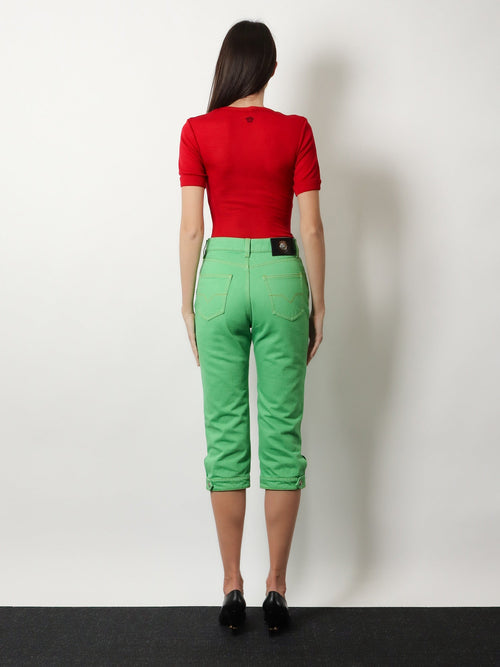 Versace Ribbed cotton t-shirt - Lipstickred