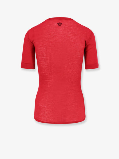 Versace Ribbed cotton t-shirt - Lipstickred