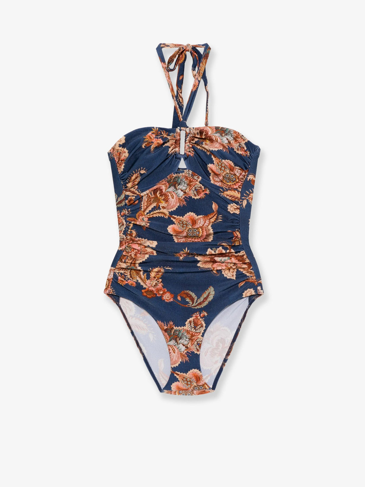 Zimmermann Aster nylon one piece swimsuit with paisley print - Navy Jacobean