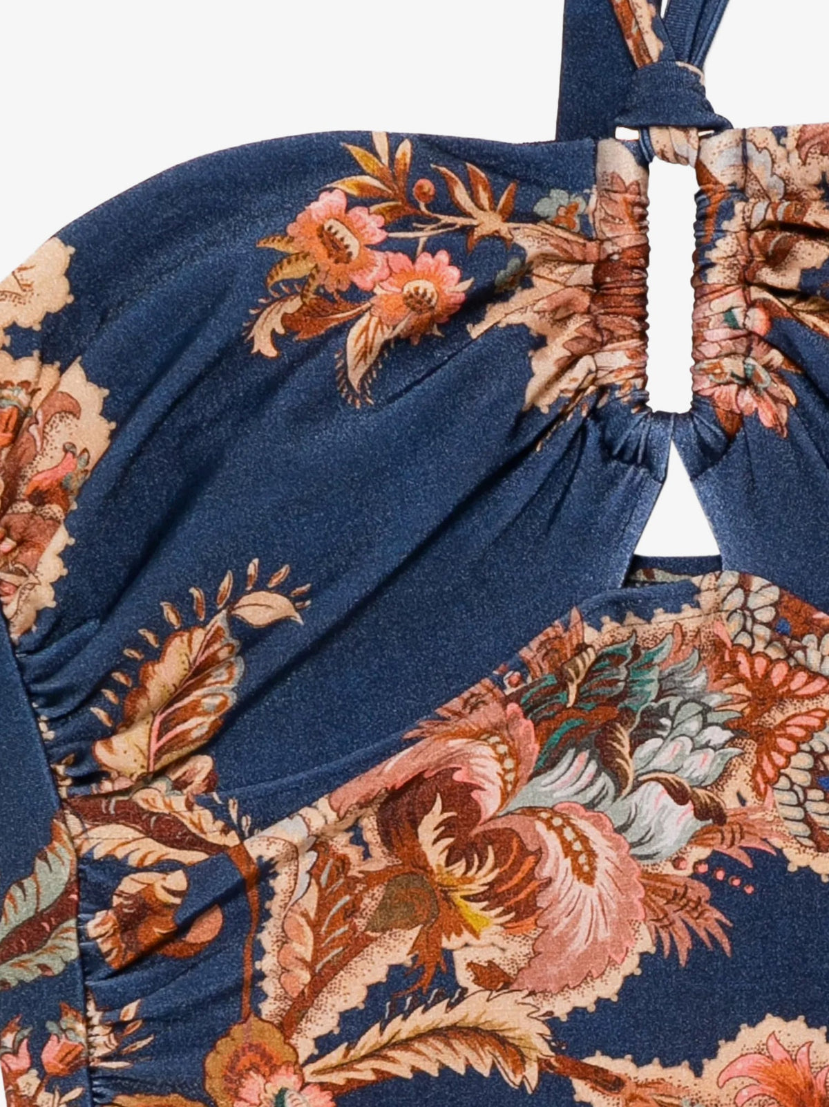 Zimmermann Aster nylon one piece swimsuit with paisley print - Navy Jacobean