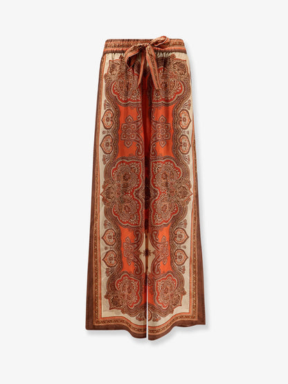Zimmermann Mahon Silk Trousers With Paisley Print