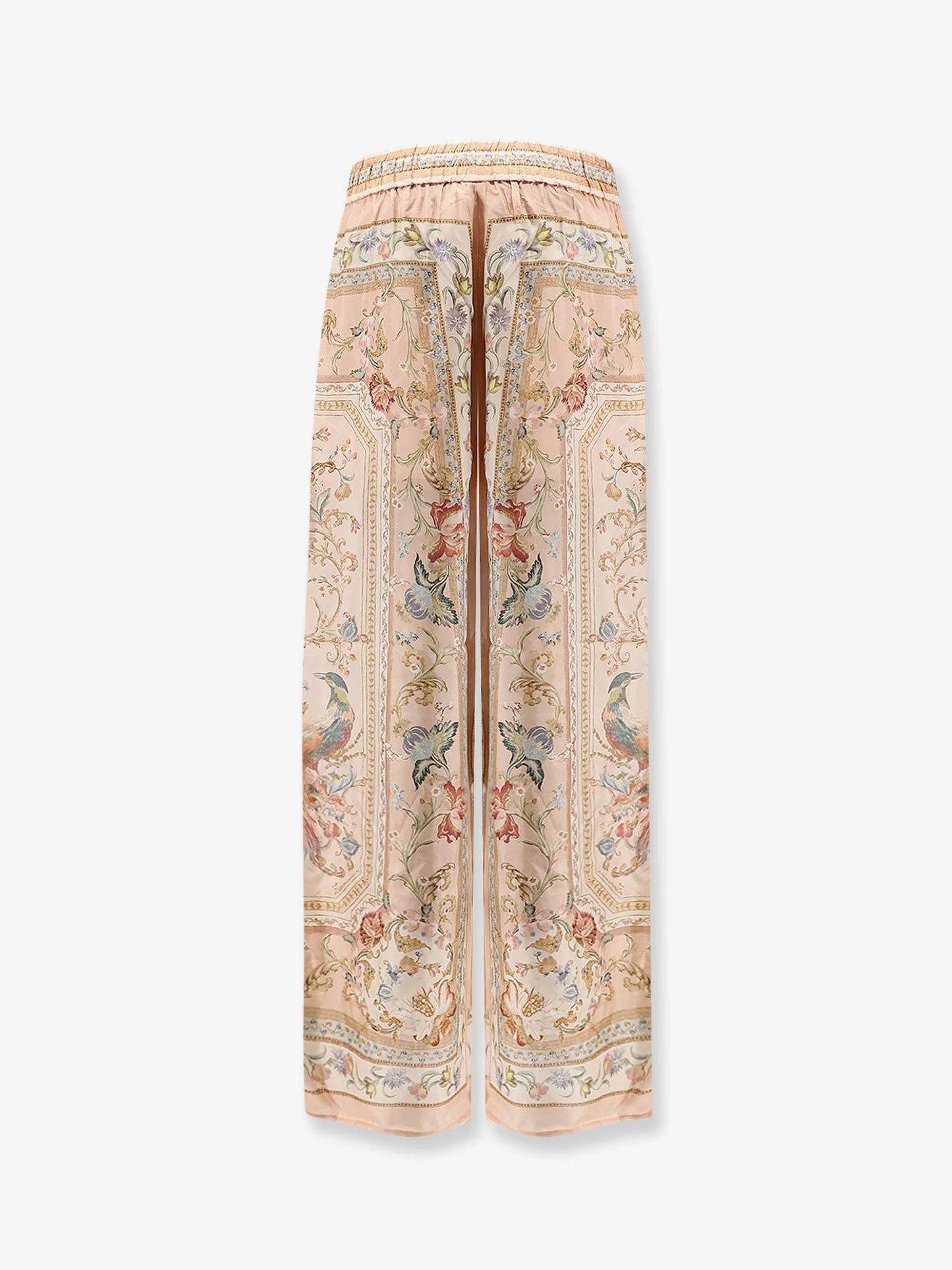 ZIMMERMANN - Roselight Silk Trousers with Pink Tapestry Floral Print