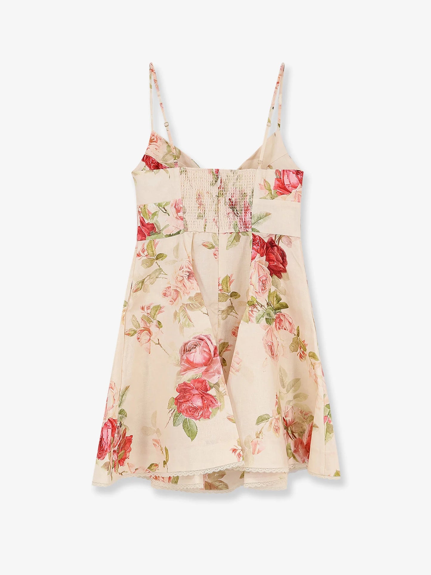 Zimmermann Roselight Short Linen Dress With Floral Print