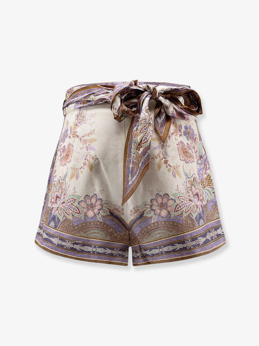 Zimmermann Luna Scarf Linen Shorts