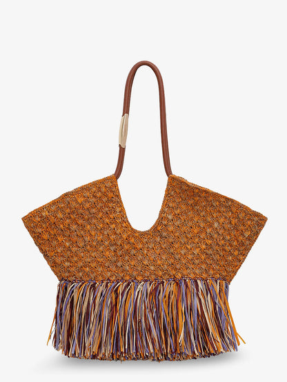 ZIMMERMANN - Golden Time rafia shoulder bag with fringe