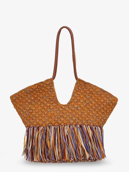 ZIMMERMANN - Golden Time rafia shoulder bag with fringe