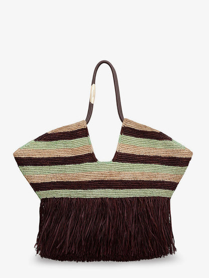 ZIMMERMANN - Golden Time rafia shoulder bag with fringe
