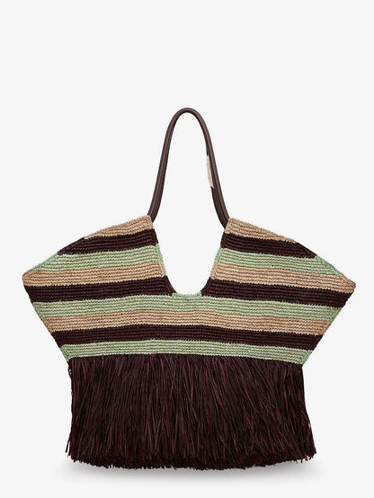 ZIMMERMANN - Golden Time rafia shoulder bag with fringe