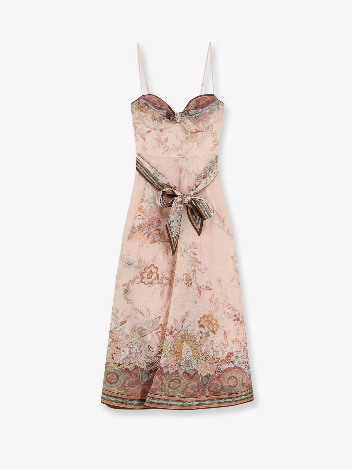 Zimmermann Alchemy silk and linen blend midi dress with all-over floral print - Pinkpaisley