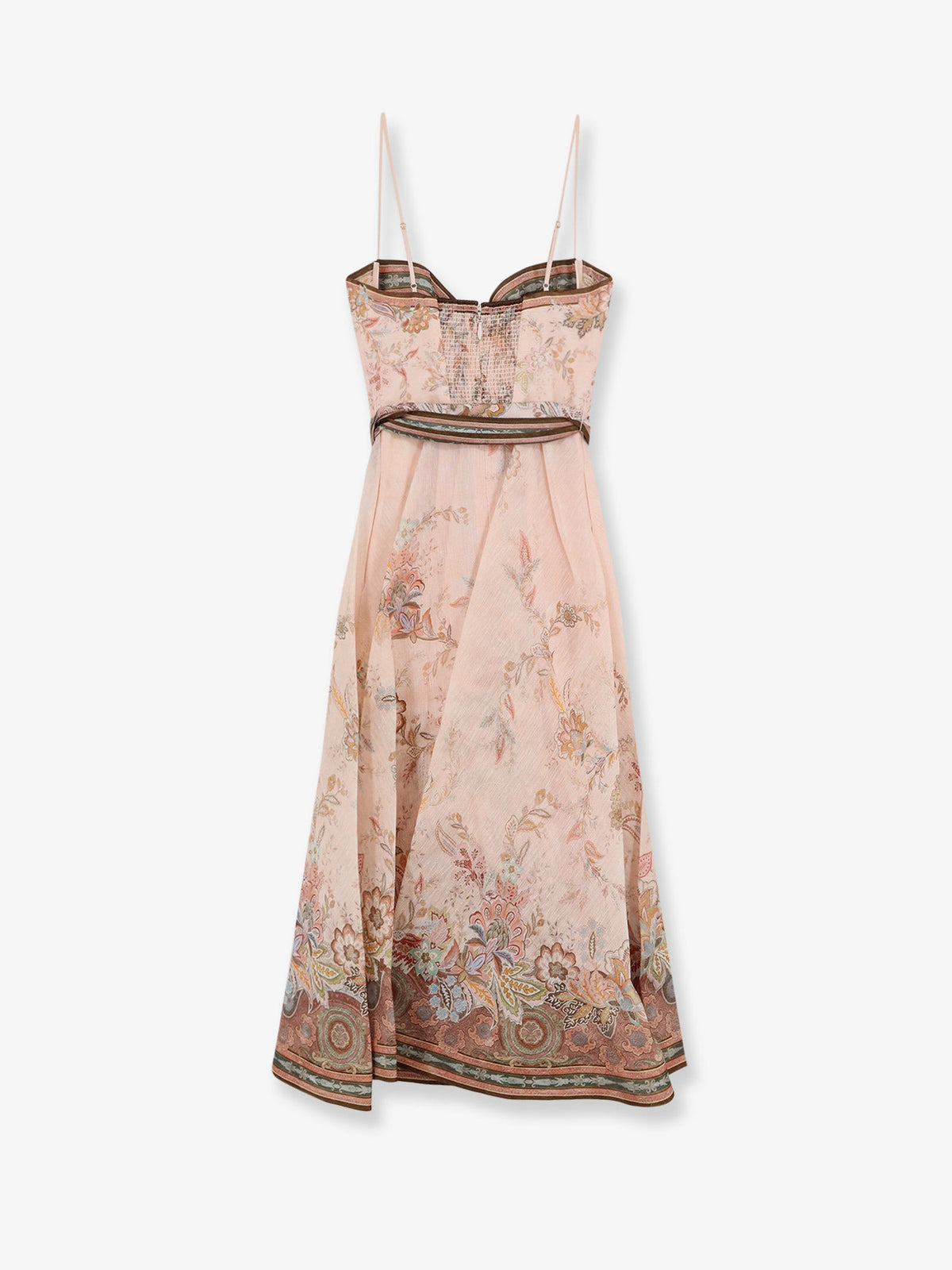 Zimmermann Alchemy silk and linen blend midi dress with all-over floral print - Pinkpaisley
