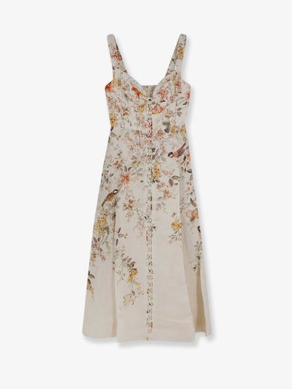 ZIMMERMANN - Luna linen midi dress with all-over floral print