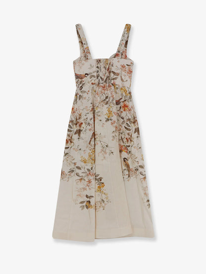 ZIMMERMANN - Luna linen midi dress with all-over floral print