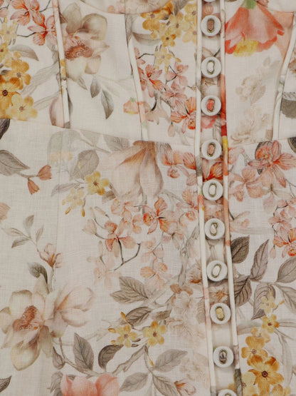ZIMMERMANN - Luna linen midi dress with all-over floral print