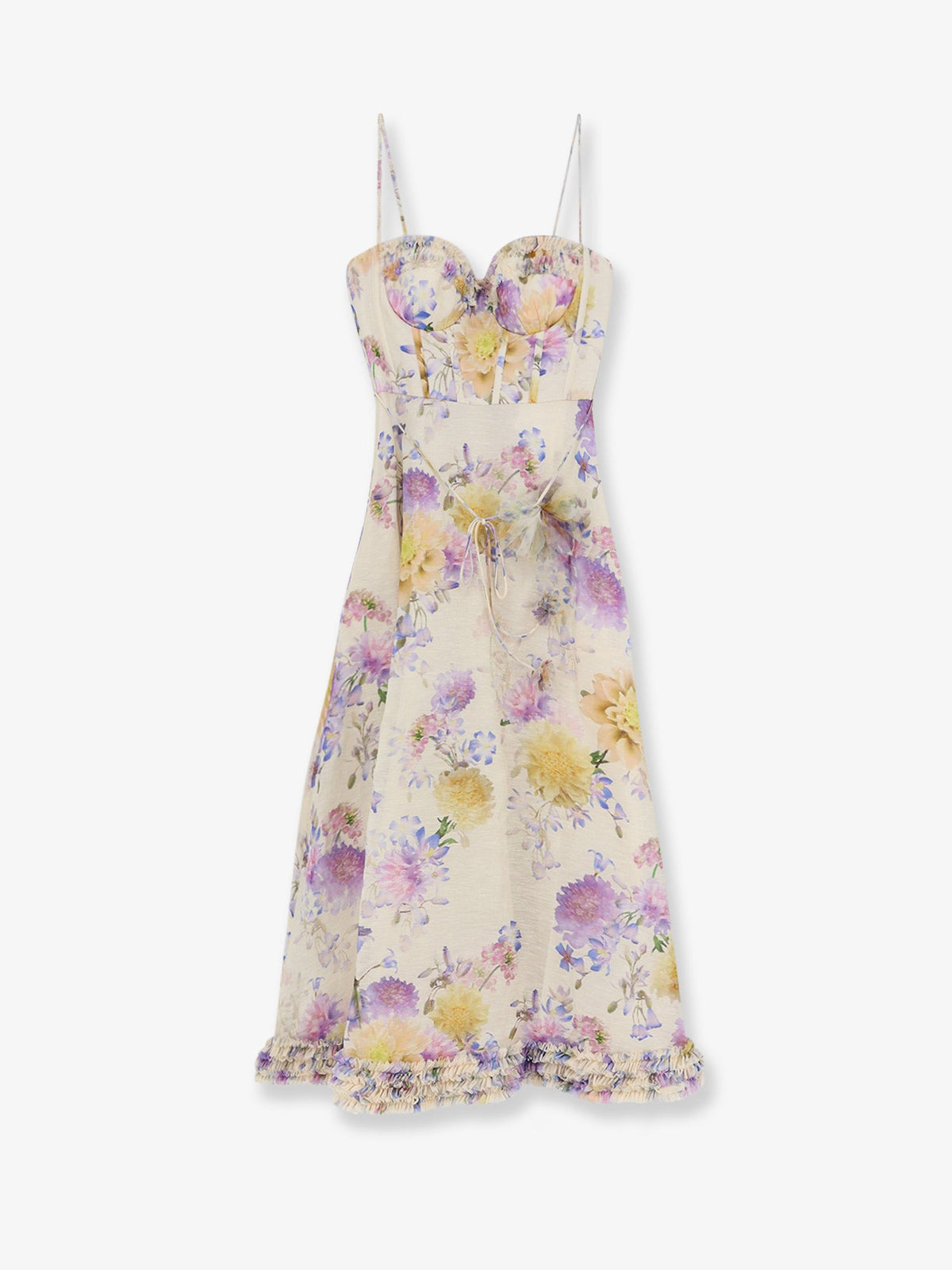 Zimmermann Luna silk and linen blend midi dress - Cream