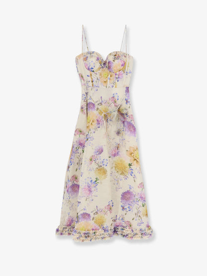 ZIMMERMANN - Luna silk and linen blend midi dress