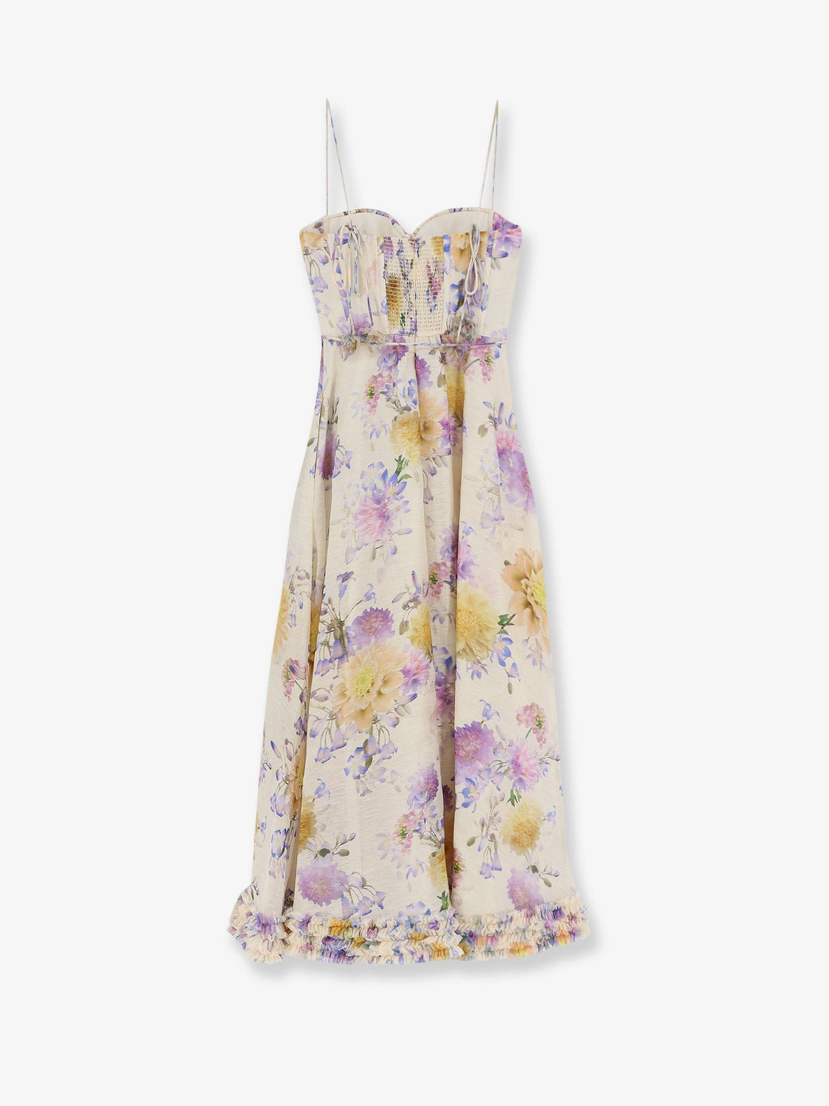Zimmermann Luna silk and linen blend midi dress - Cream