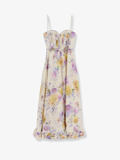 ZIMMERMANN - Luna silk and linen blend midi dress