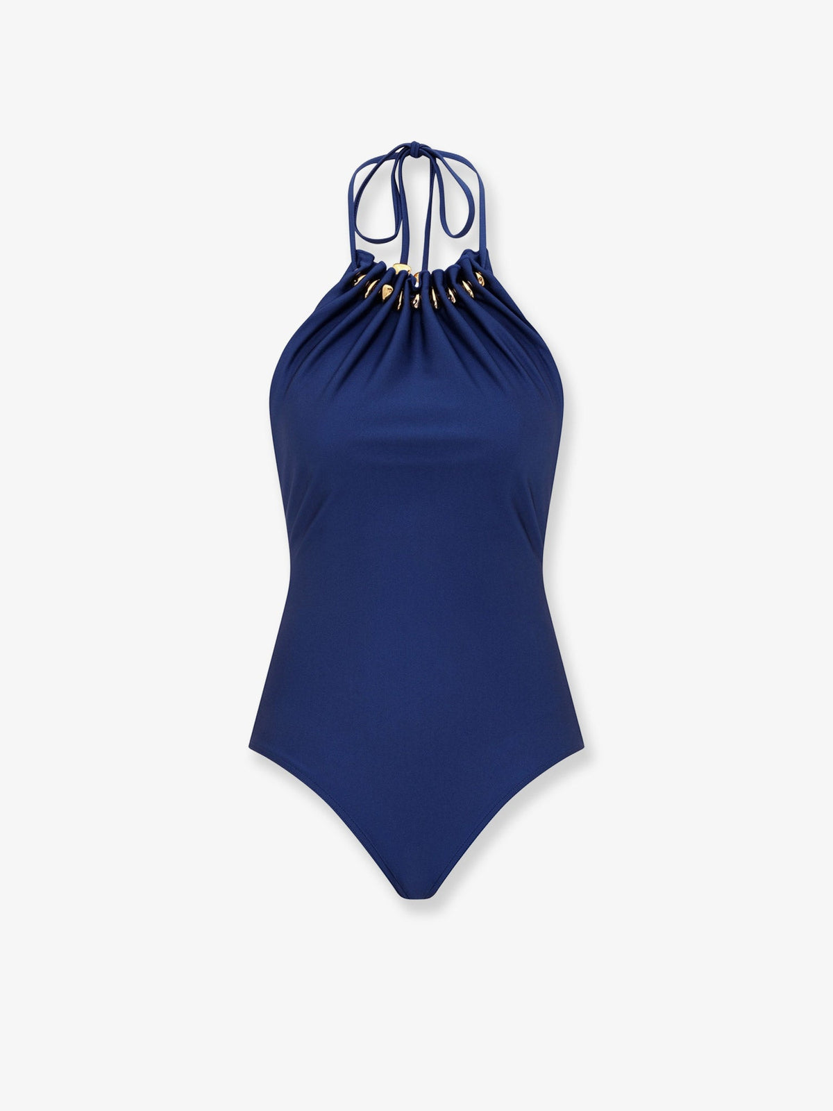 Zimmermann Aster one-piece swimsuit in shiny nylon with bead detail - Darkcobalt