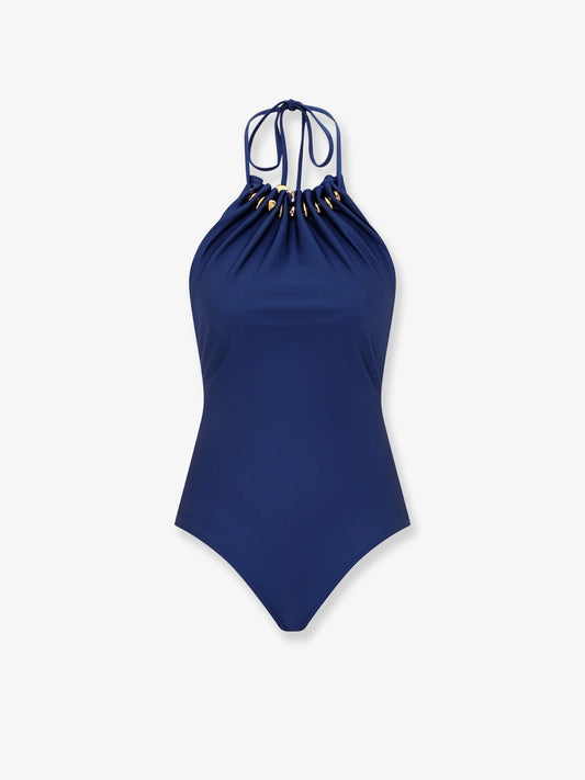 Zimmermann Aster One Piece Swimsuit In Shiny Nylon With Bead Detail