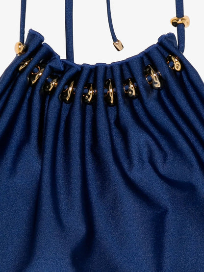 Zimmermann Aster one-piece swimsuit in shiny nylon with bead detail - Darkcobalt