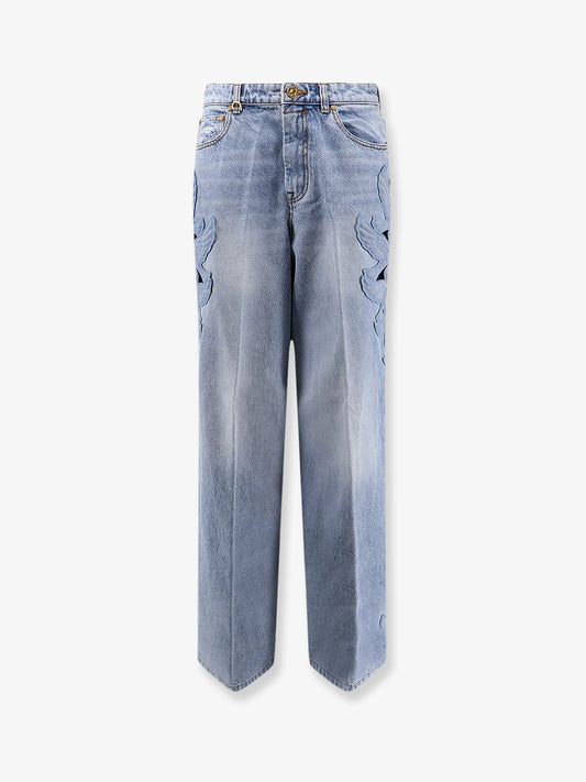 Zimmermann Alchemy Applique Relaxed Flare Blue Denim Jeans