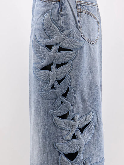 ZIMMERMANN - Alchemy Applique Relaxed Flare blue denim jeans