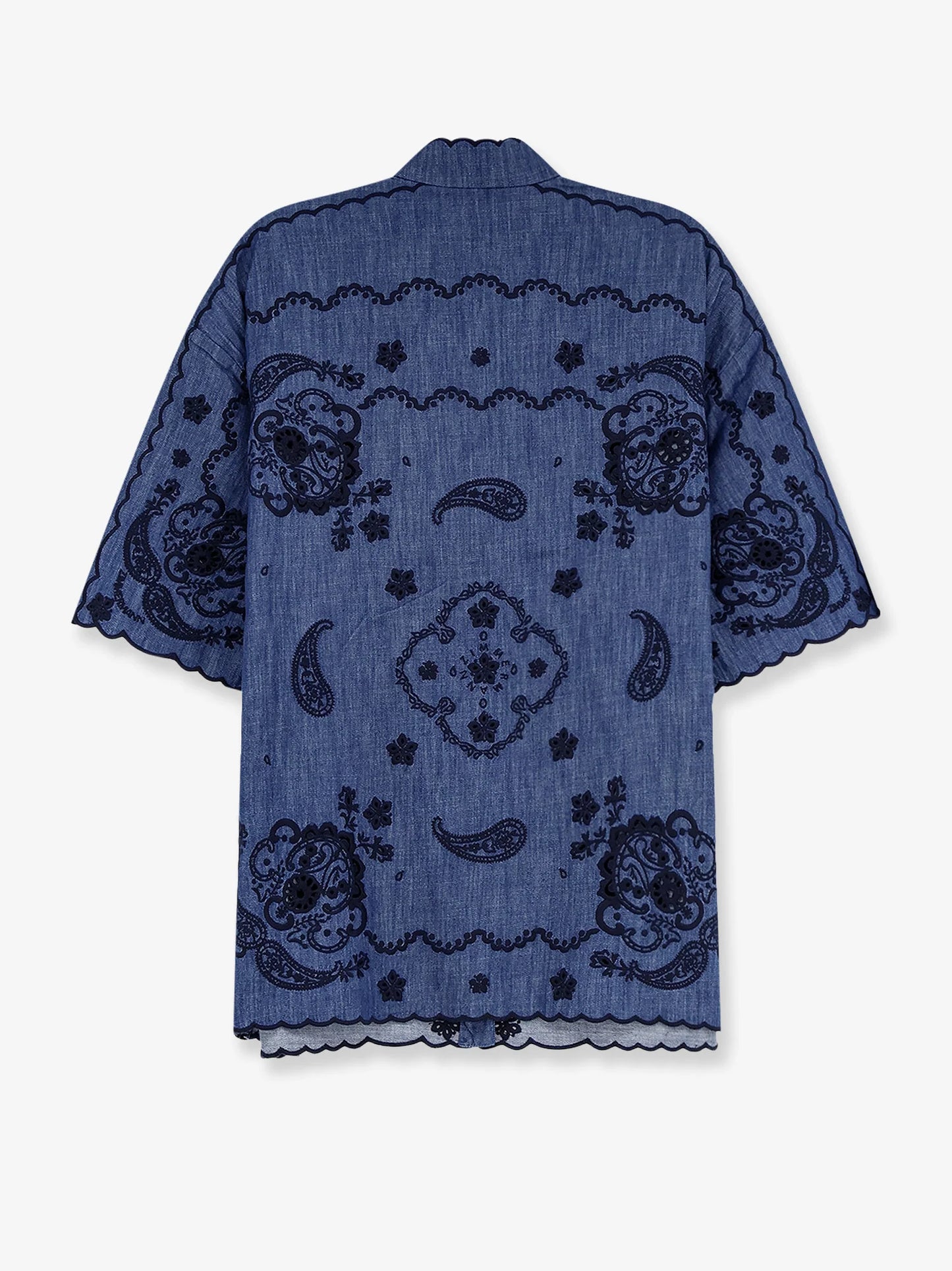 Zimmermann Aster Denim Shirt With All Over Contrasting Embroidery