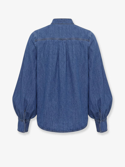 Zimmermann Denim shirt with cut-out embroidery - Bayblue