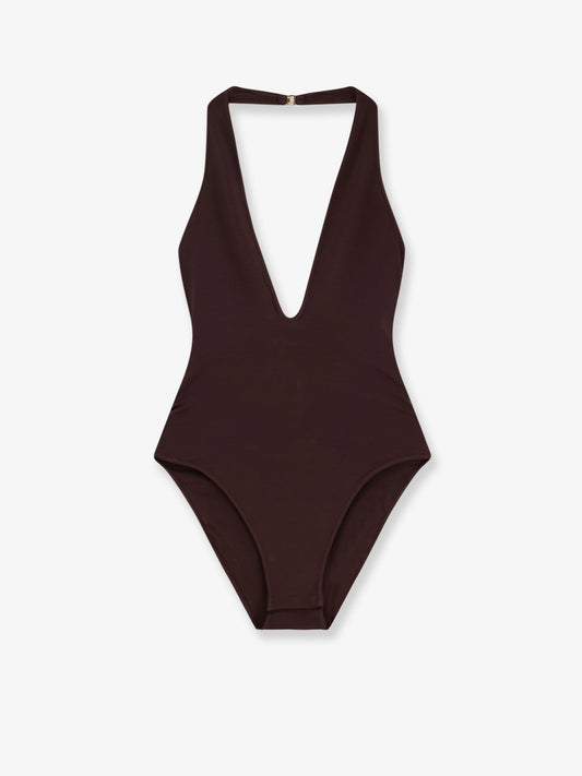 Zimmermann Luna Halter Bodysuit - Chocolate