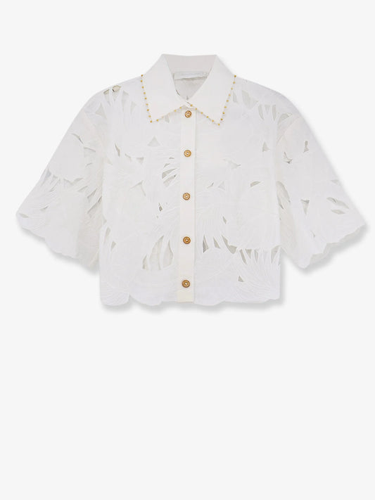 Zimmermann Mahon Cotton Shirt With All Over Embroidery