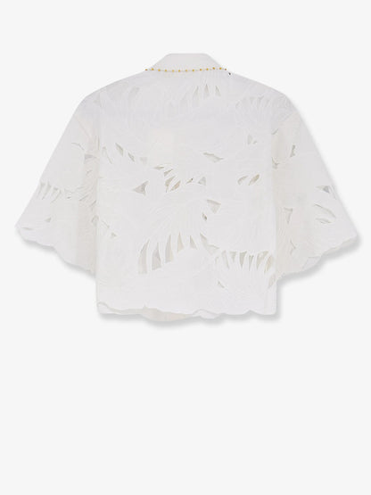 Zimmermann Mahon Cotton Shirt With All Over Embroidery