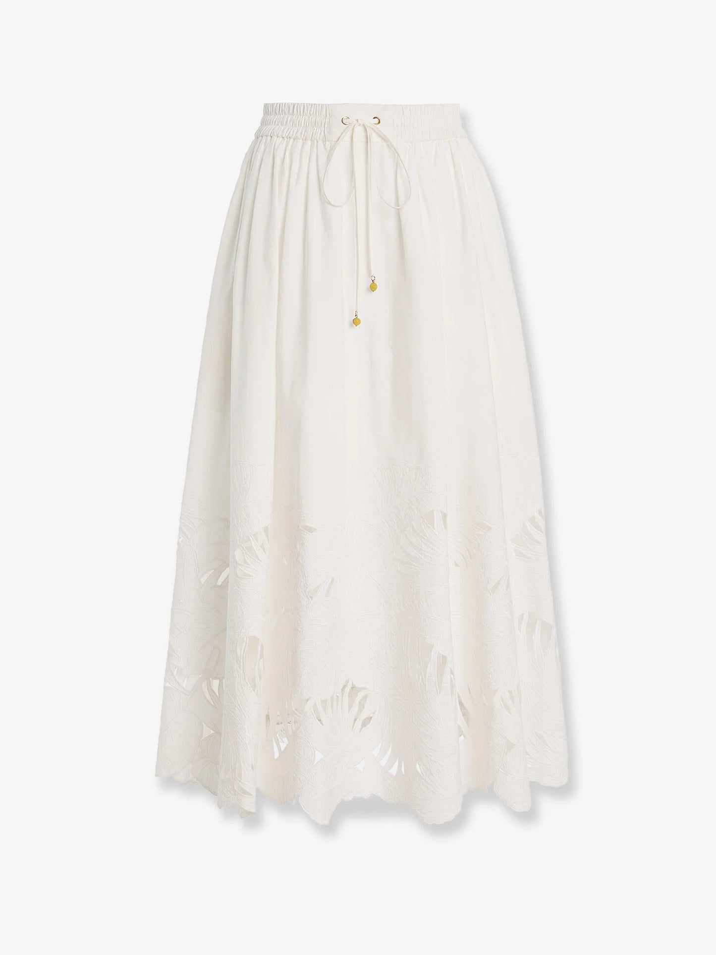 ZIMMERMANN - Mahon cotton skirt with embroidered detail on the bottom