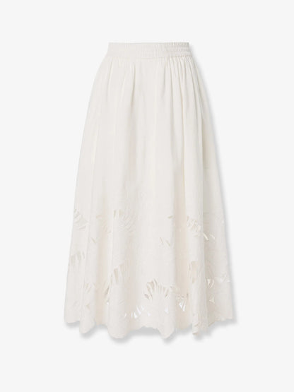 ZIMMERMANN - Mahon cotton skirt with embroidered detail on the bottom
