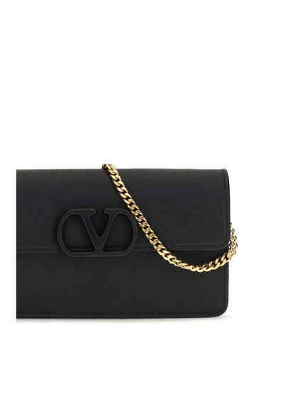 Valentino Garavani VLogo signature grainy calfskin chain Wallet - Black