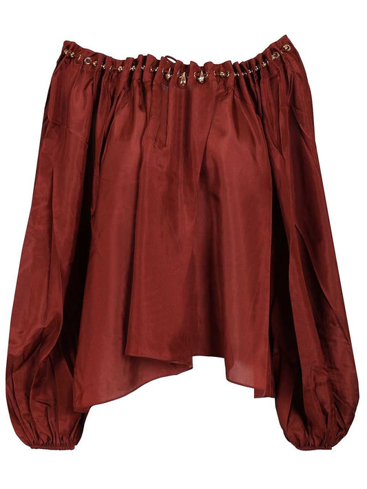 Zimmermann "Aster" Blouse With Ruffles - Bordeaux