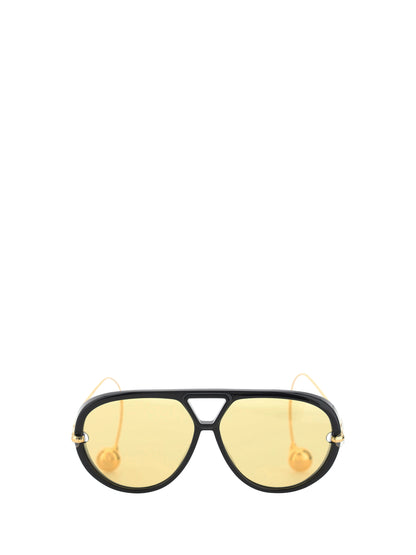 Bottega Veneta Drop Aviator Sunglasses - Black-Gold-Yellow