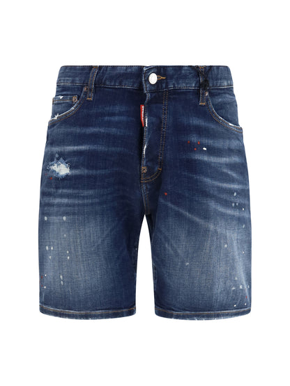 Dsquared2 Distressed Denim Shorts - Navy Blue