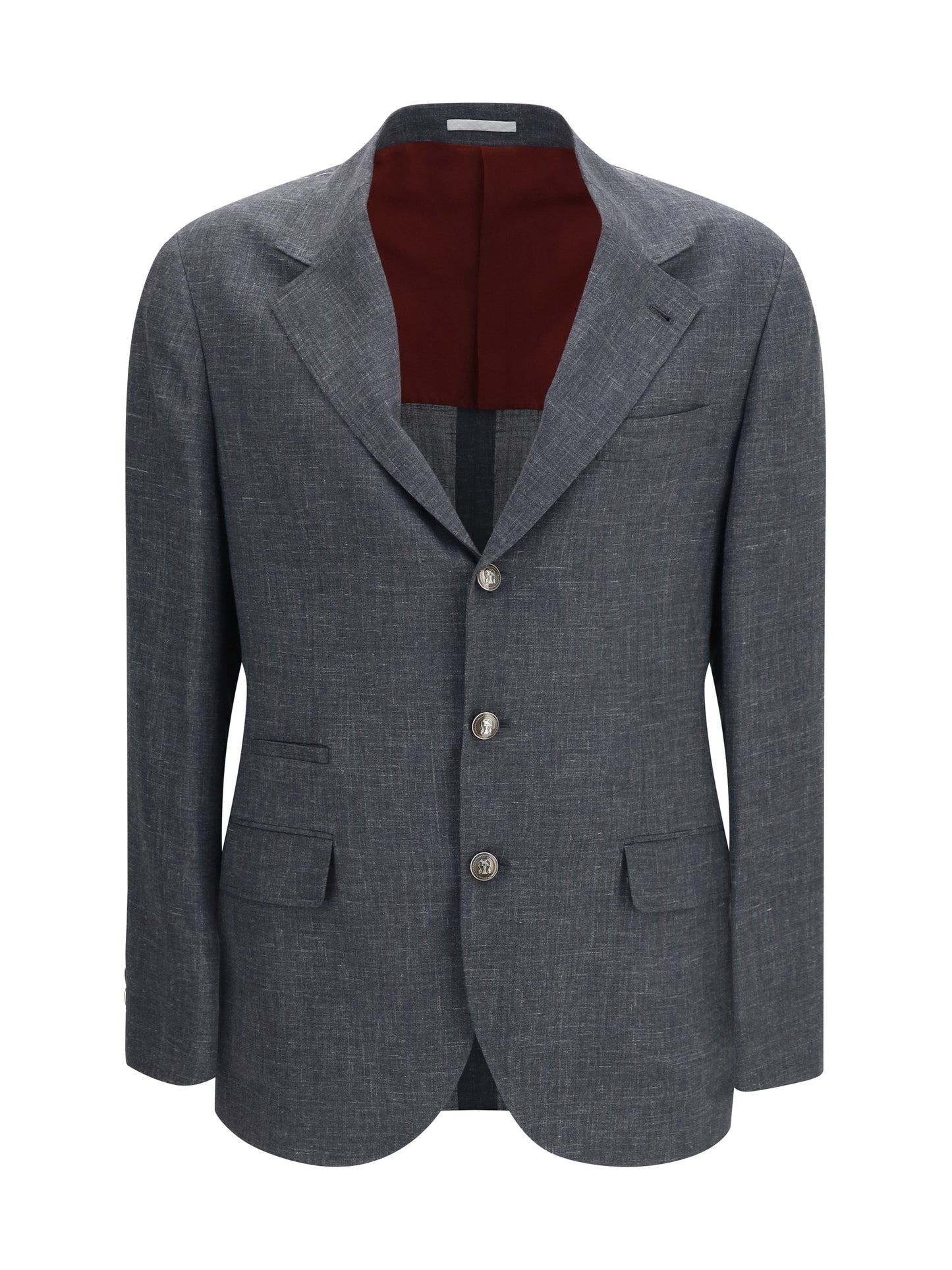 BRUNELLO CUCINELLI Deconstructed Jacket in flame-textured wool, silk, and linen