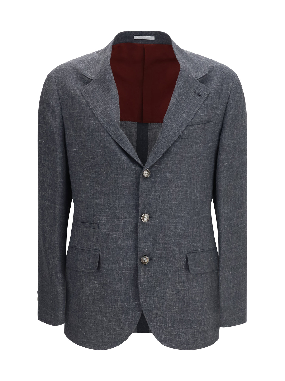 Brunello Cucinelli Deconstructed Jacket in flame-textured wool, silk, and linen - Dark Grey