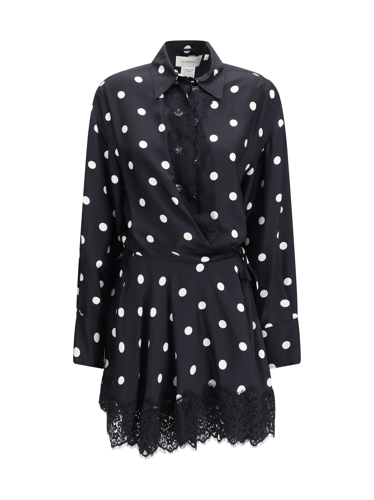 Max Mara Sportmax Polka dot lace Dress with drawstring - Black