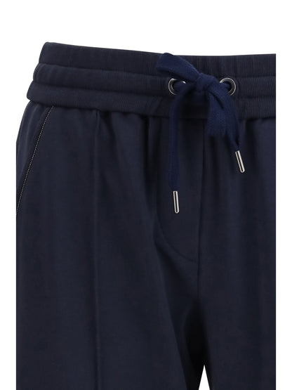 BRUNELLO CUCINELLI Track stretch-fleece Trousers with monili detailing