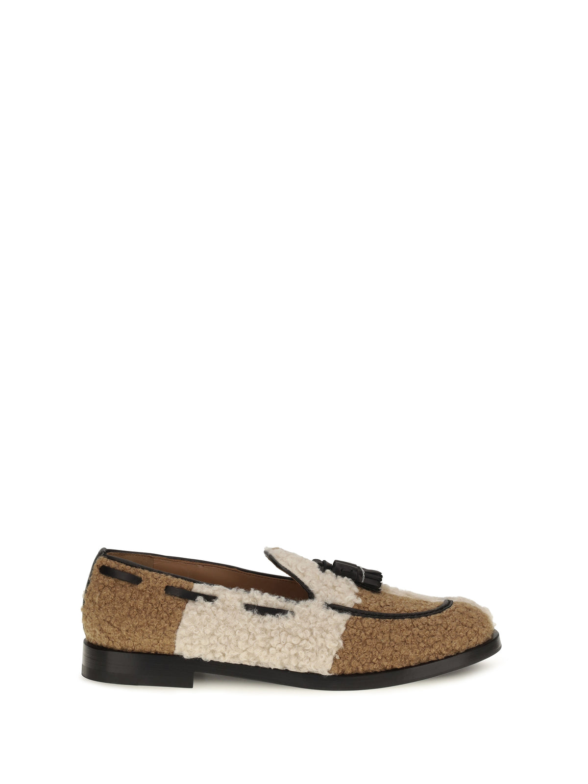 Fratelli Rossetti Two-tone bouclé-effect Loafers - Ivory /Noce