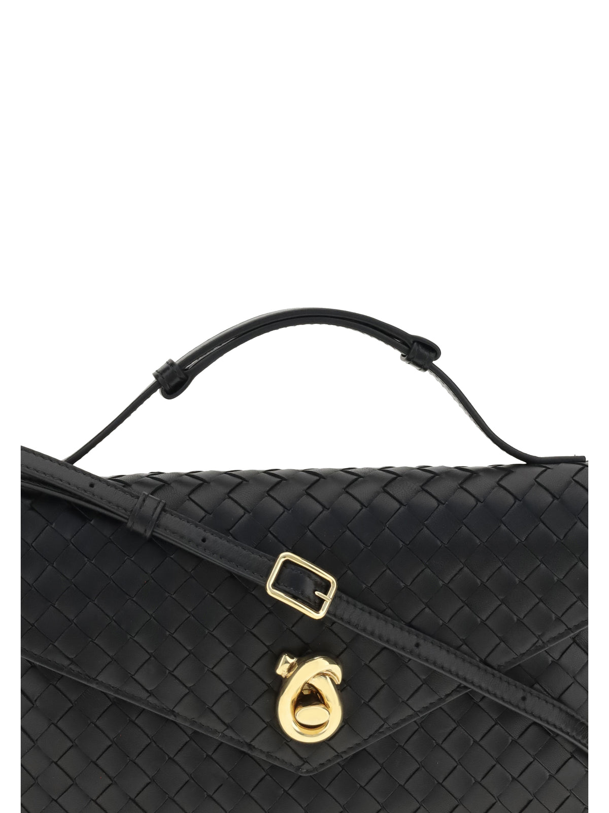Bottega Veneta Knot Lock Shoulder Bag - Black-M Brass