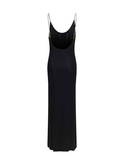 Saint Laurent Backless knit Dress with Cassandre chain - Black