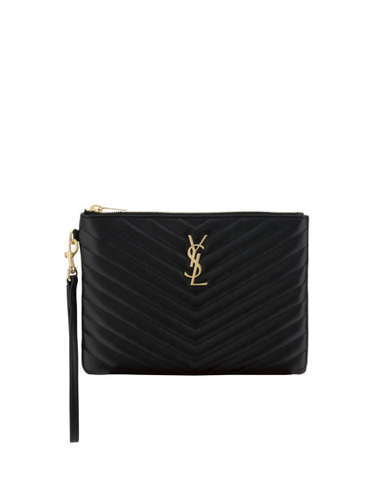 Saint Laurent Matelassé Clutch Bag - Black