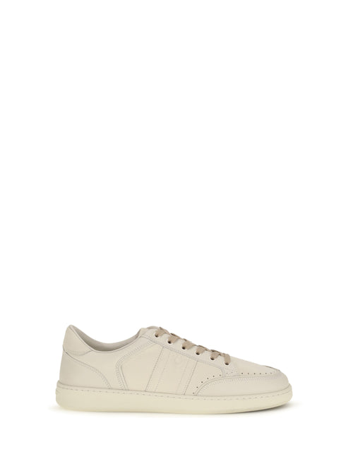Ferragamo Leather Sneakers with logo - Mascarpone