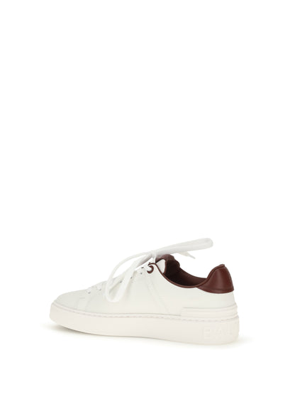 Balmain B-Court leather Sneakers - Blanc/Lie De Vin
