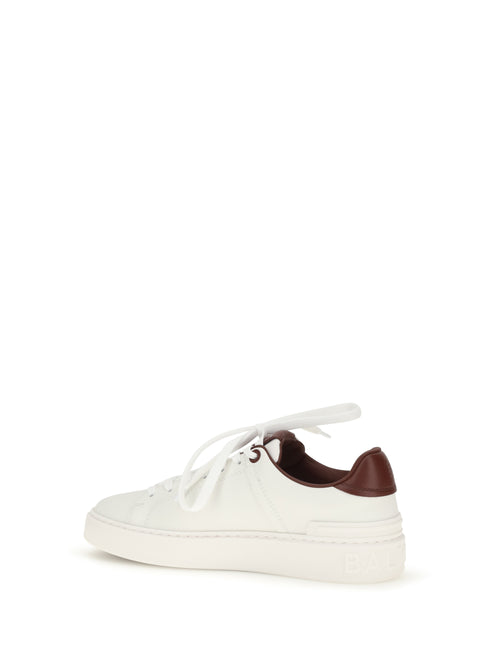 Balmain B-Court leather Sneakers - Blanc/Lie De Vin