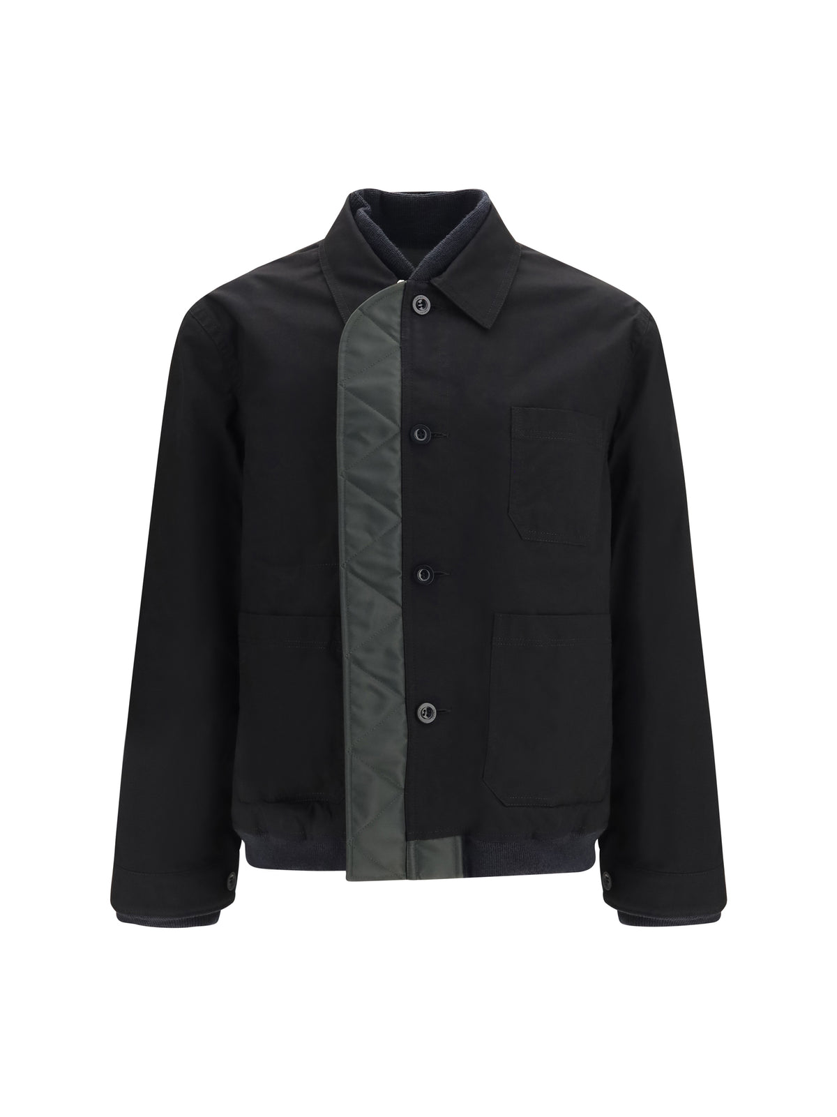 Sacai Nylon ripstop twill Bomber Jacket - Black×D/Khaki
