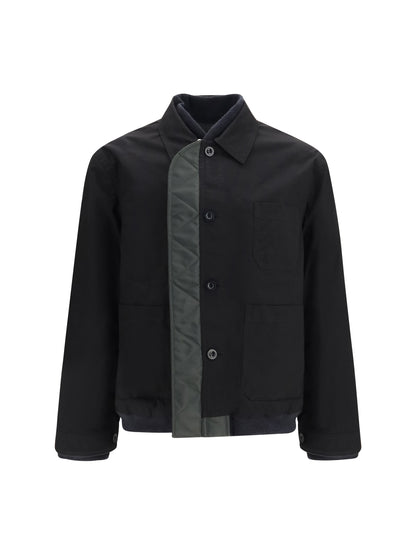 Sacai Nylon ripstop twill Bomber Jacket - Black×D/Khaki